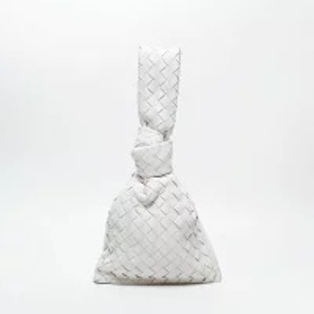 Bottega Veneta Twist Intrecciato Handbag White
